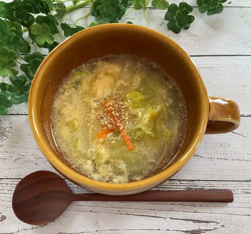 シャキシャキ白菜とふわふわ溶き卵のあったかスープ
